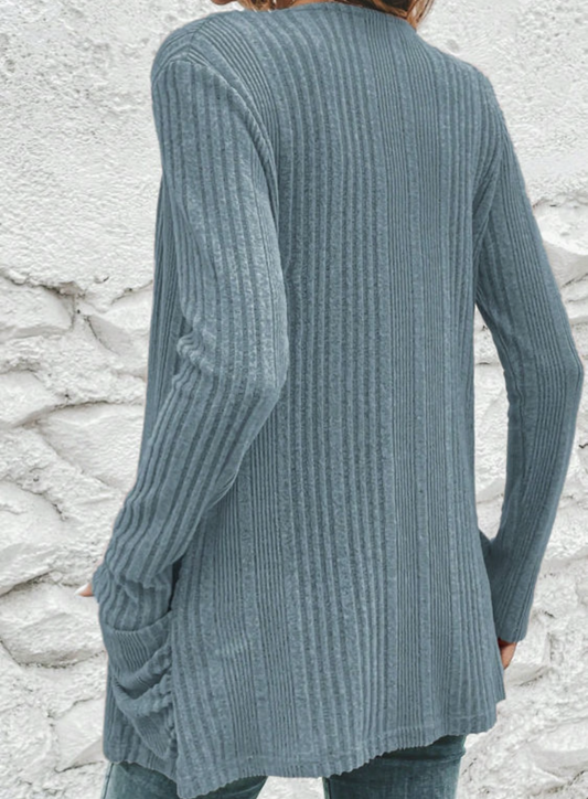 Blue Ribbed Cardigan