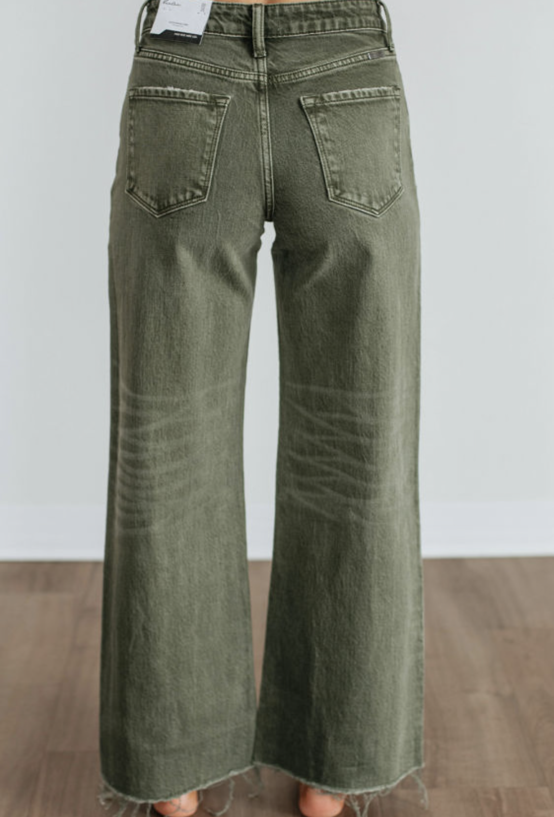 Clover Slight Distressed Raw Edge Wide Leg Jeans