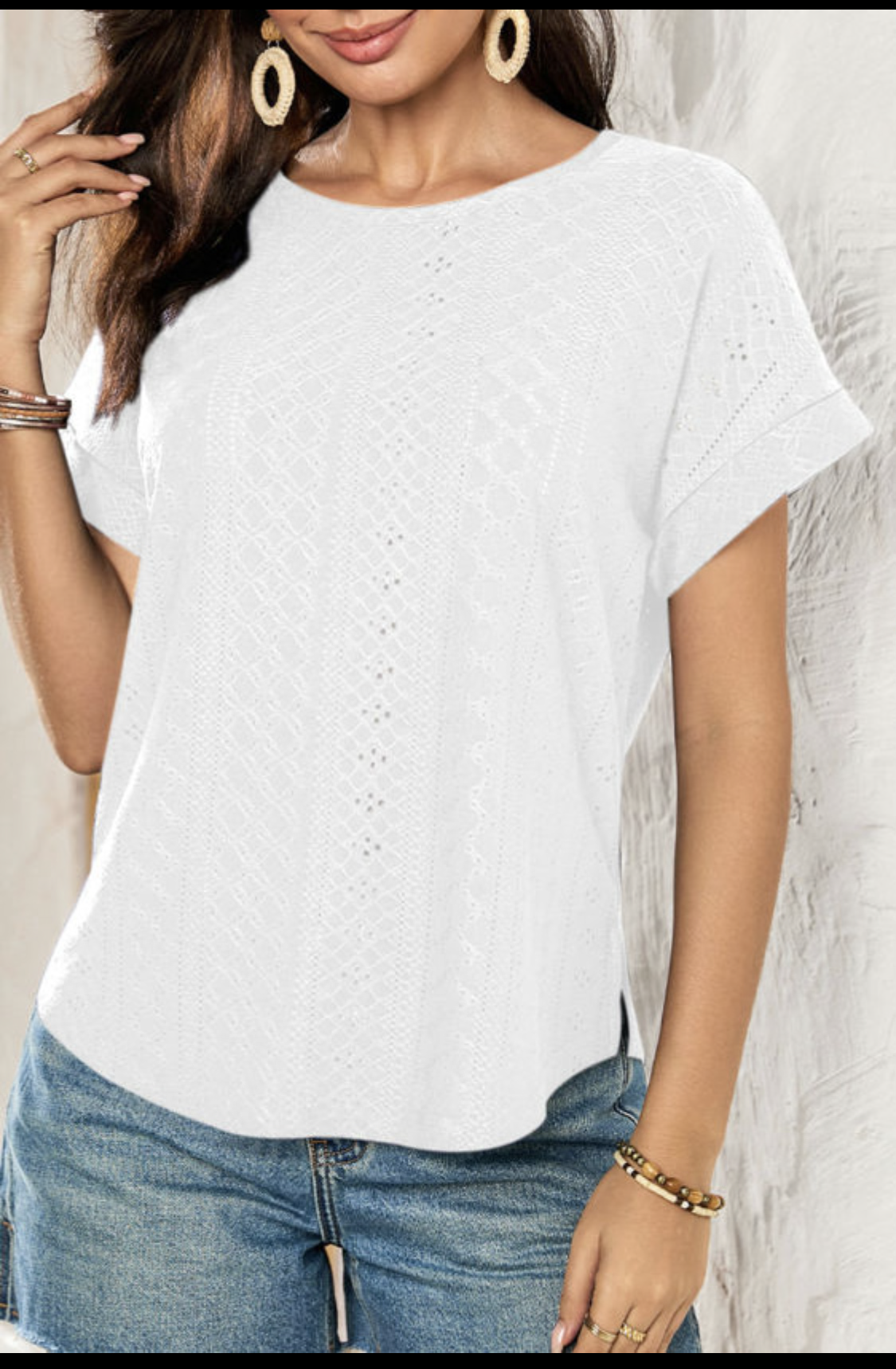 White eyelet top