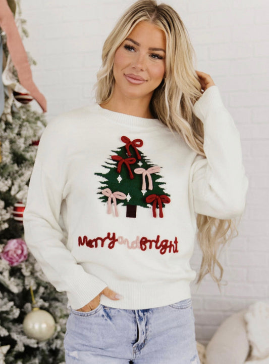 White Christmas Tree Sweater