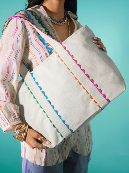 White colorful canvas bag