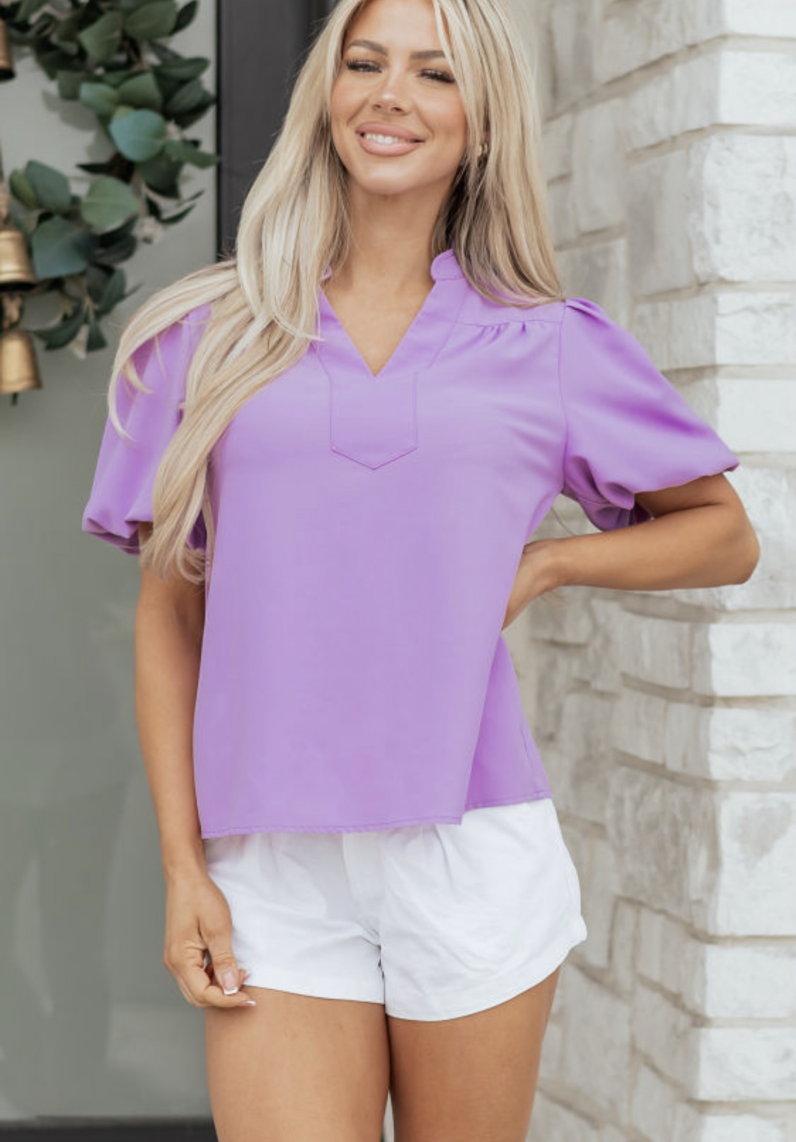 Orchid Puff Sleeve Summer Blouse