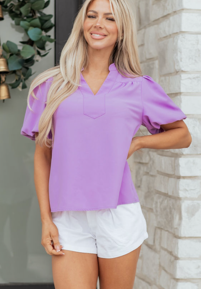 Orchid Puff Sleeve Summer Blouse