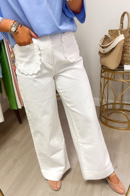 White Scallop Jeans