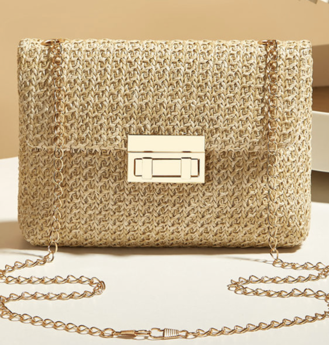 Camel Woven Strap Purse