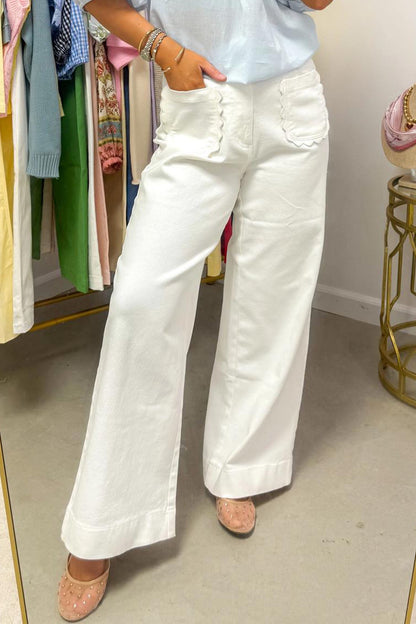 White Scallop Jeans