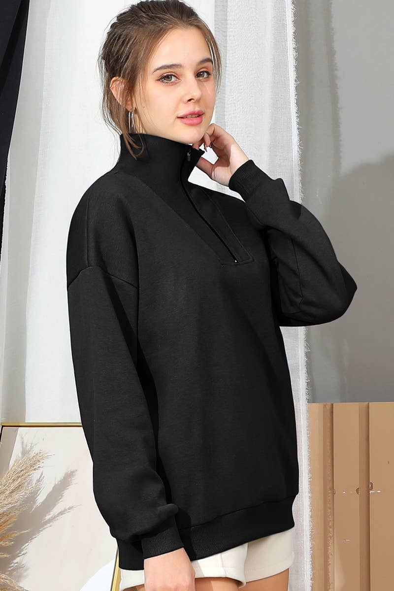 Zip Neck Lightweight Pullover Sweatshirt