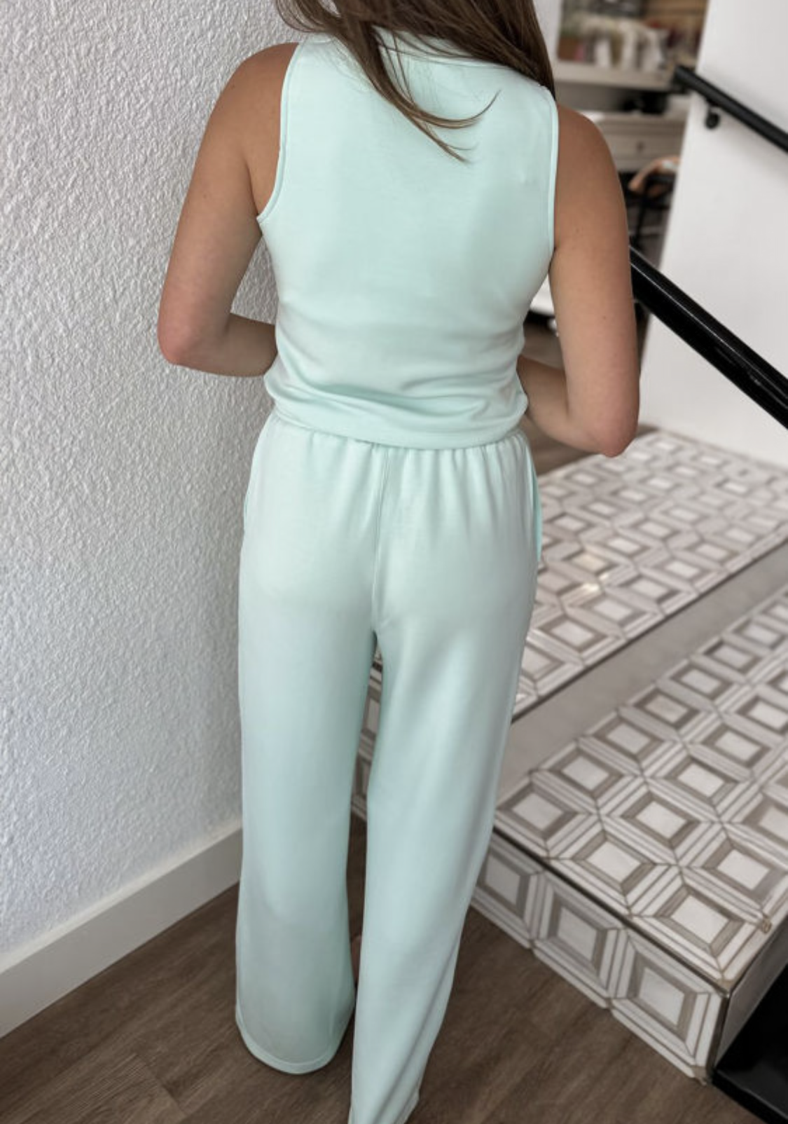 Moonlight Jade Tank Top Drawstring Pants 2pcs Outfit