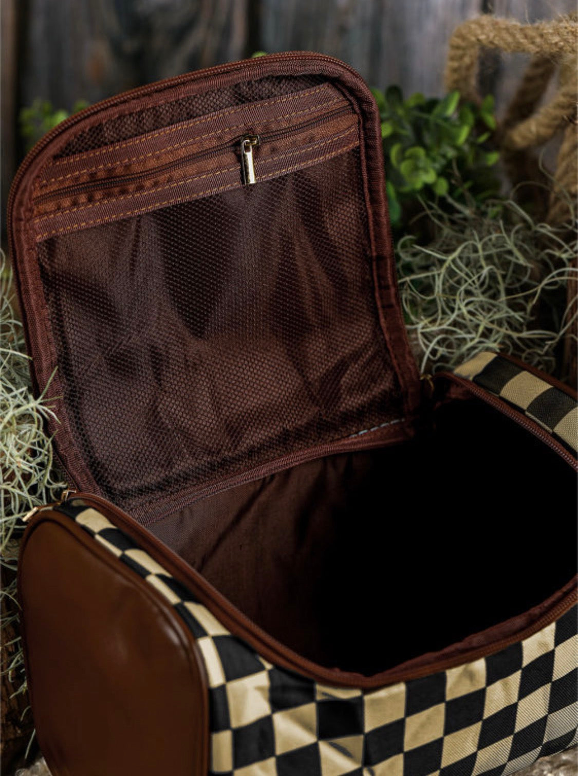 Brown Checkered Bag