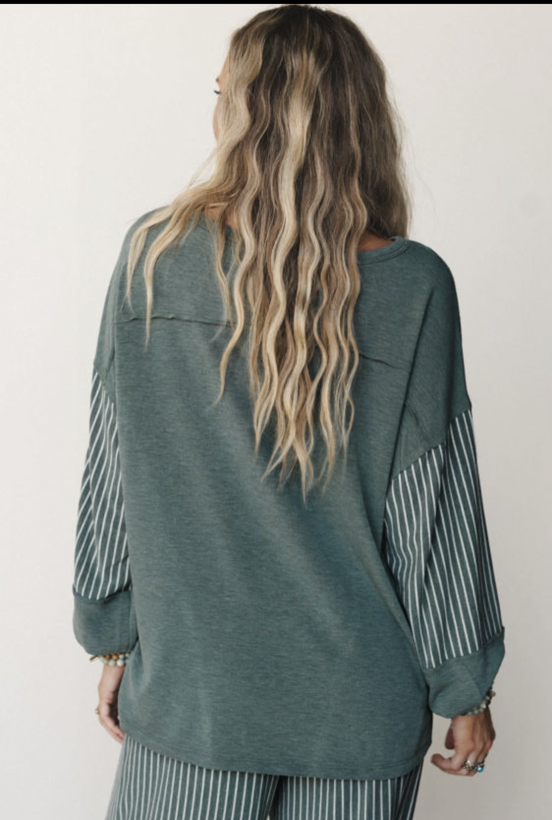 Green Patchwork Casual Pants Set