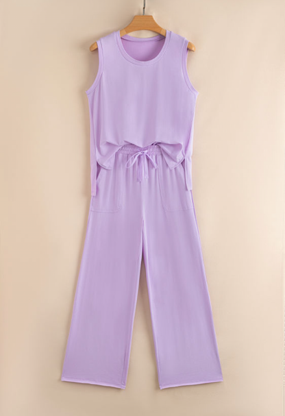 Orchid Petal Short Sleeve Pant Set