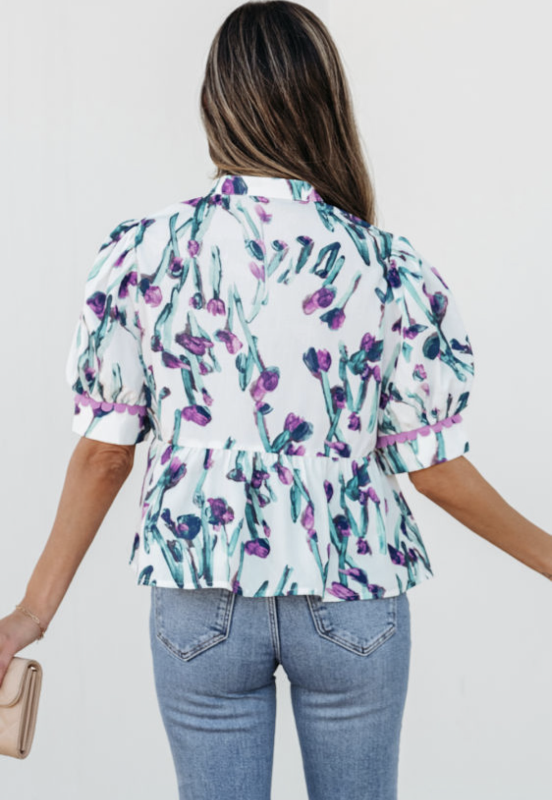 Purple Floral Peplum Top