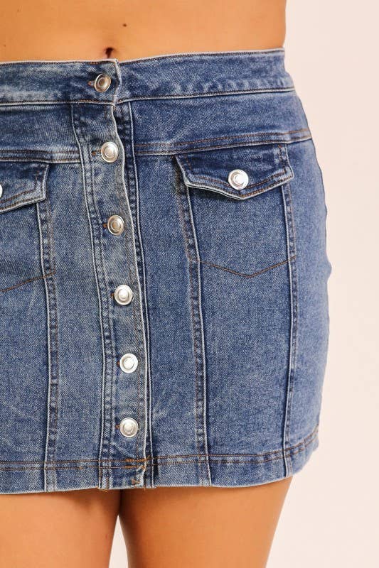 Button Denim Skirt