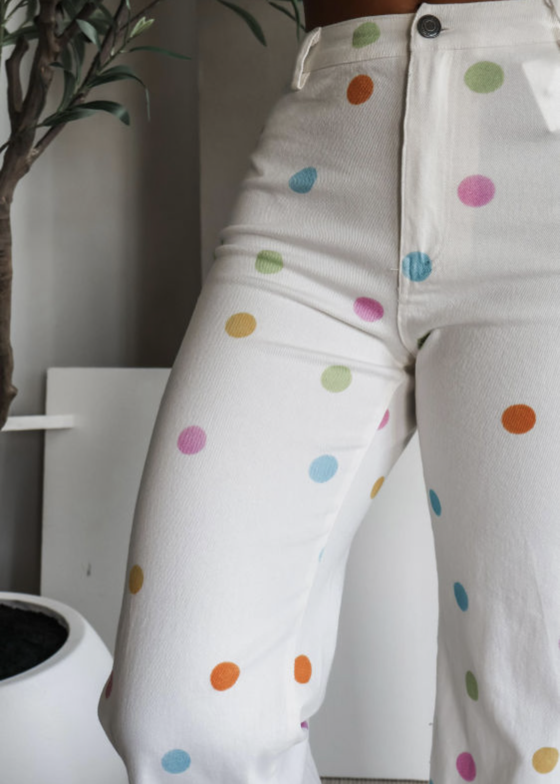 White Polka Dot Jeans