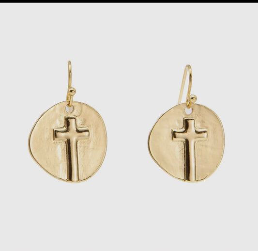 Cross Earrings  Gold