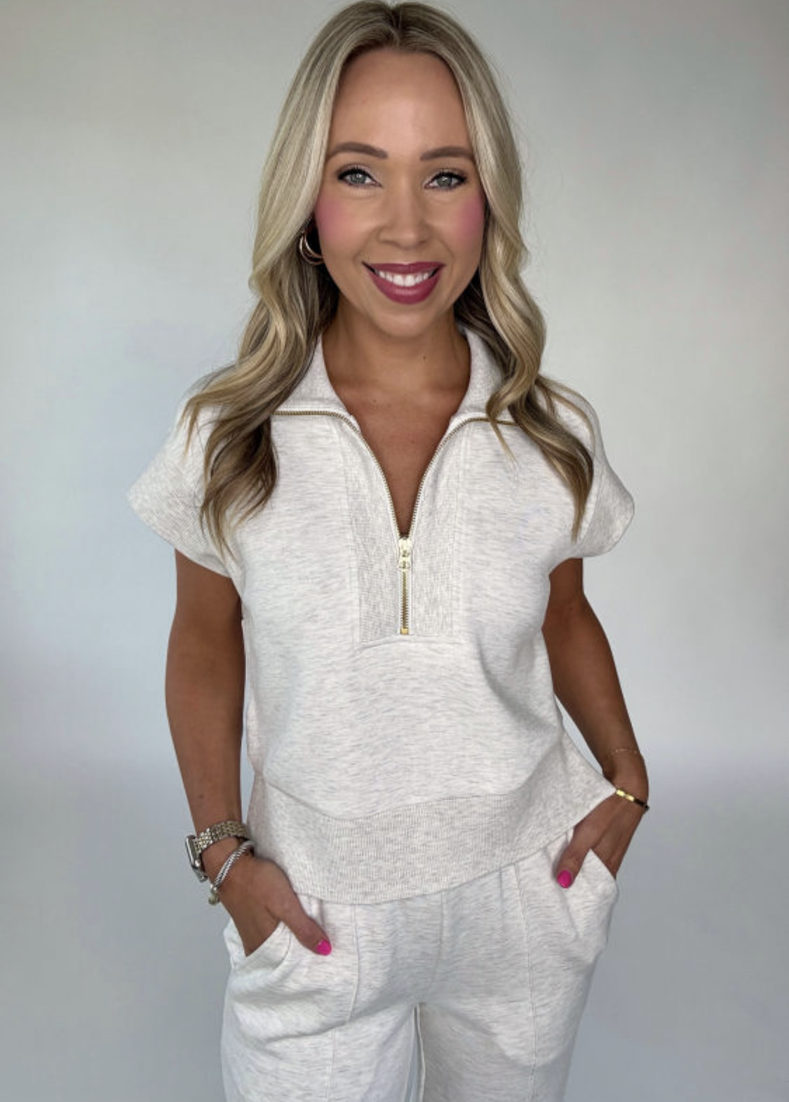 Light Gray Half Zip Set
