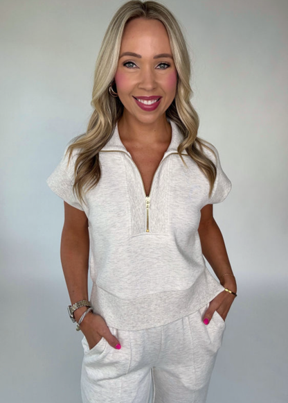 Light Gray Half Zip Set