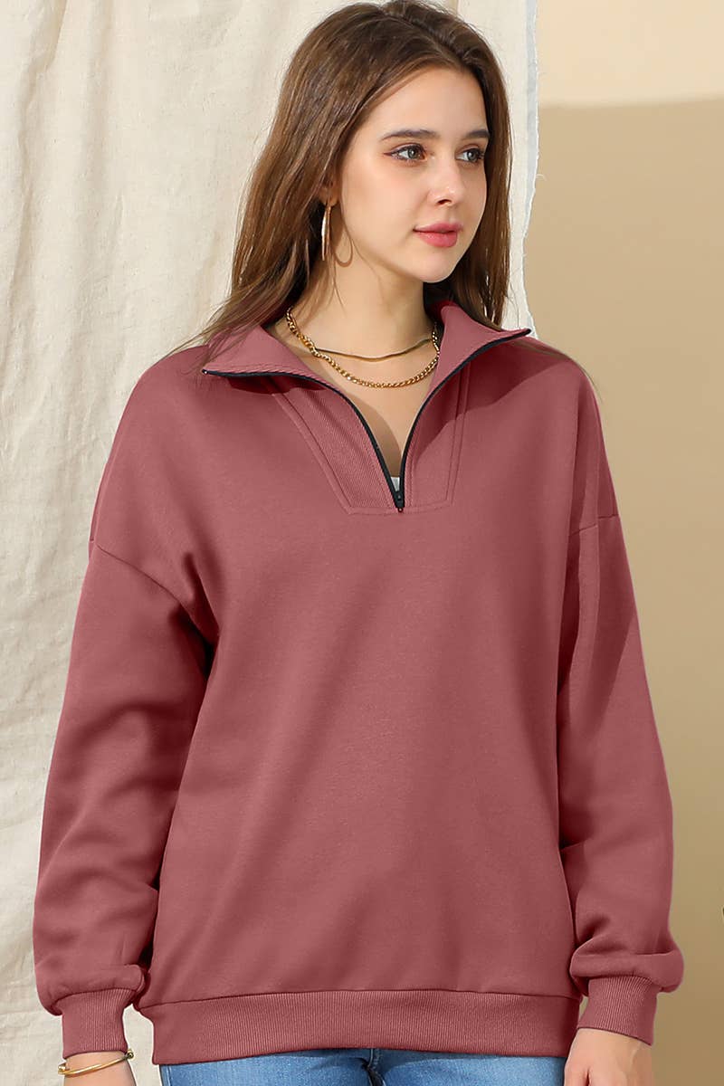 Zip Neck Lightweight Pullover Sweatshirt