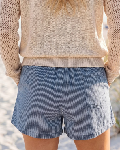 Blue Stripe Drawstring Shorts