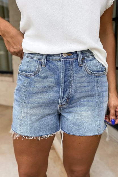 Acid Wash Raw Hem Denim Shorts