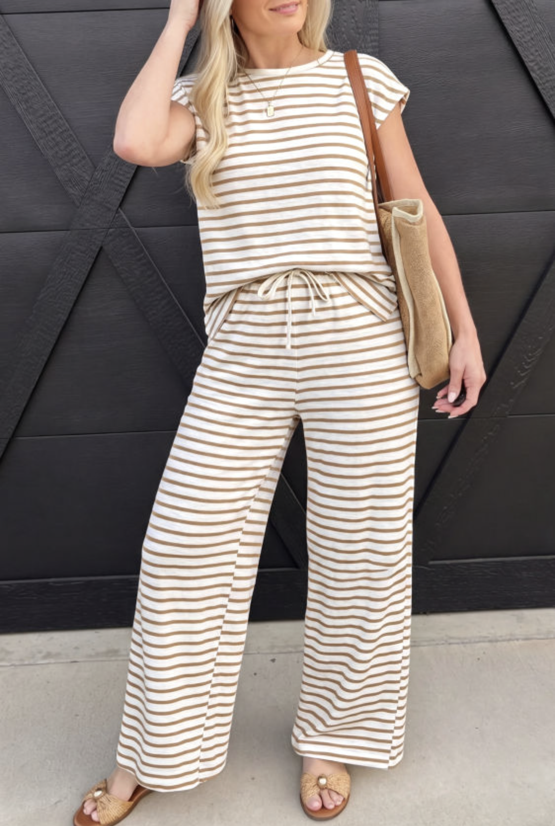 Khaki Stripe Pants Outfit