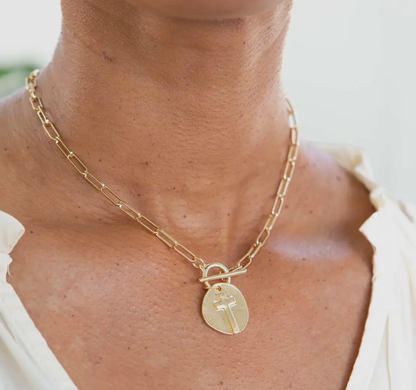 The Royal Standard - Ascension Cross Necklace   Gold   14"