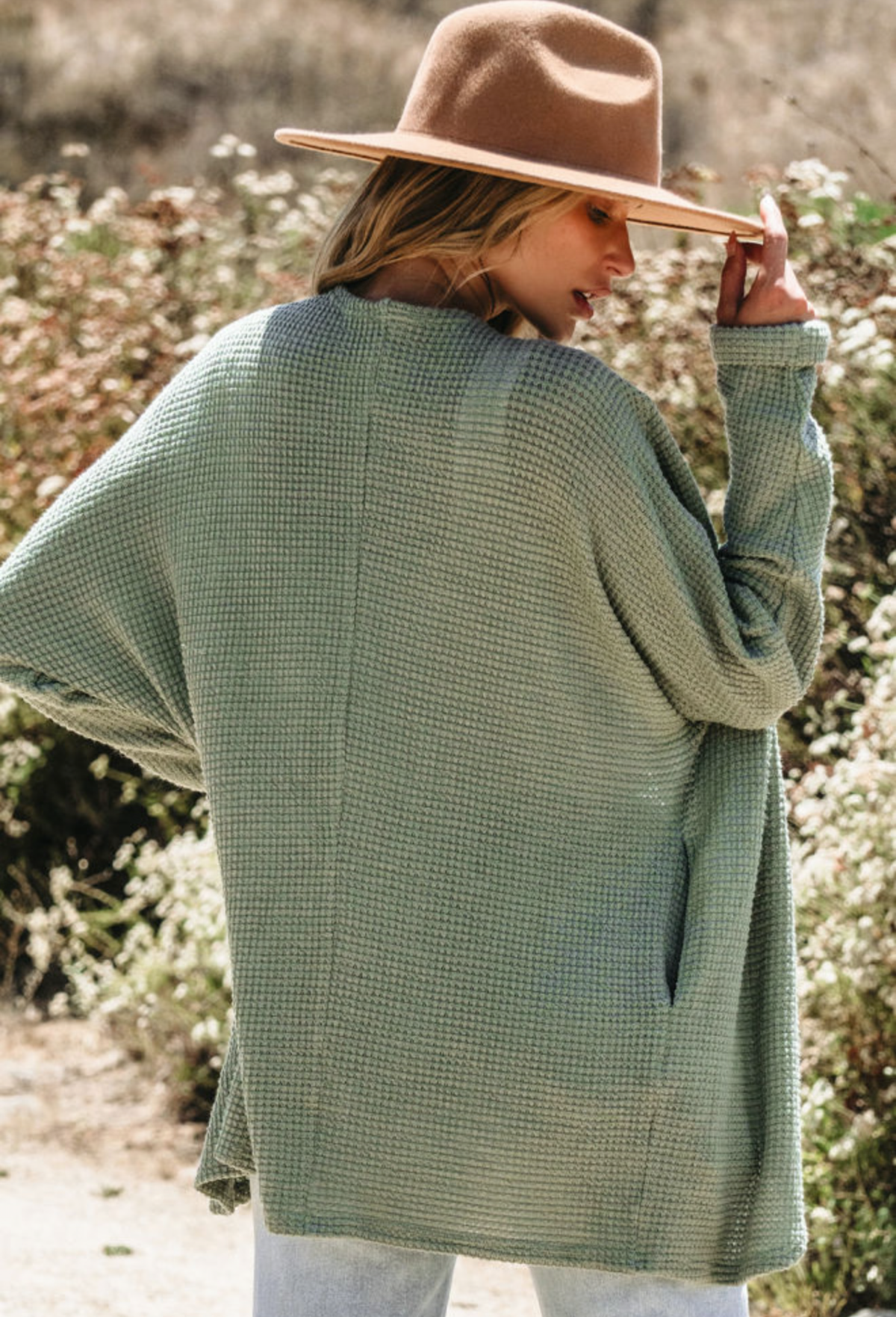 Sage Waffle Knit Cardigan
