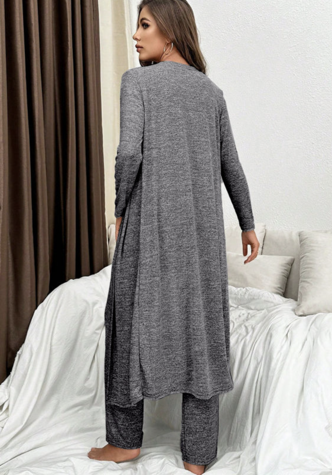 Dark Gray 3 pcs V Neck Lounge Set
