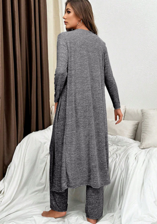 Dark Gray 3 pcs V Neck Lounge Set