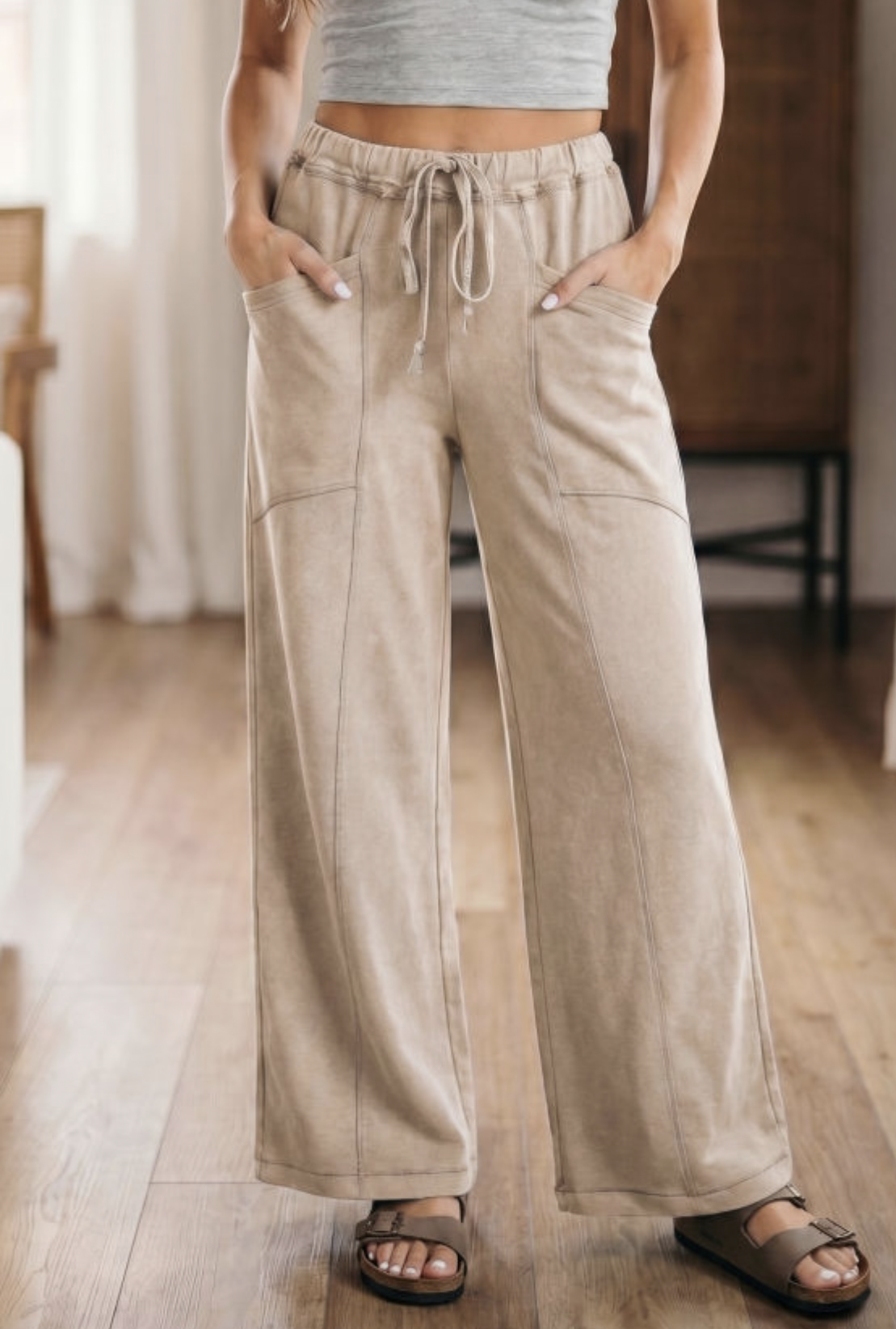 Smoke Gray Wide Leg Pants (Preorder)