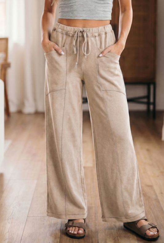 Smoke Gray Wide Leg Pants