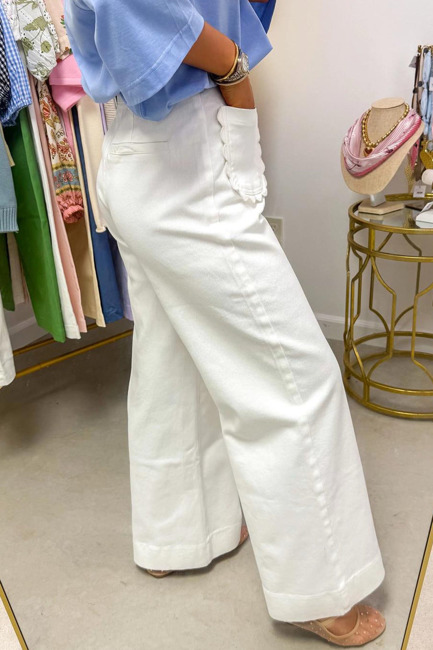 White Scallop Jeans