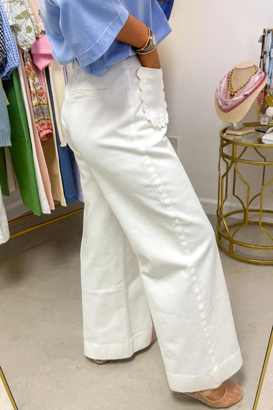 White Scallop Jeans