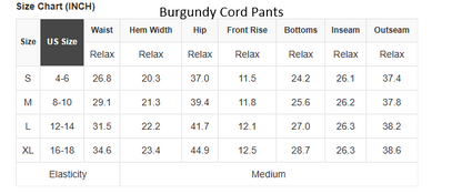 Burgundy Corduroy Solid Color High Waist Wide Leg Pants