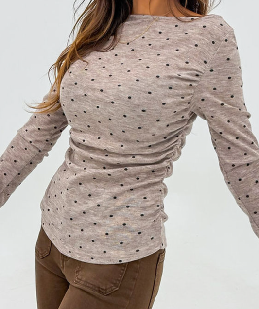 Polka dot boat neck long sleeve