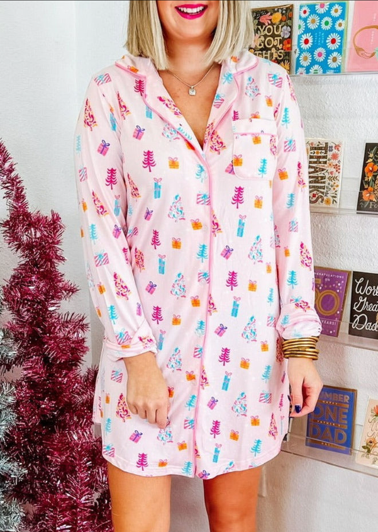 Christmas Twinkle Tree Print Shirt Sleep