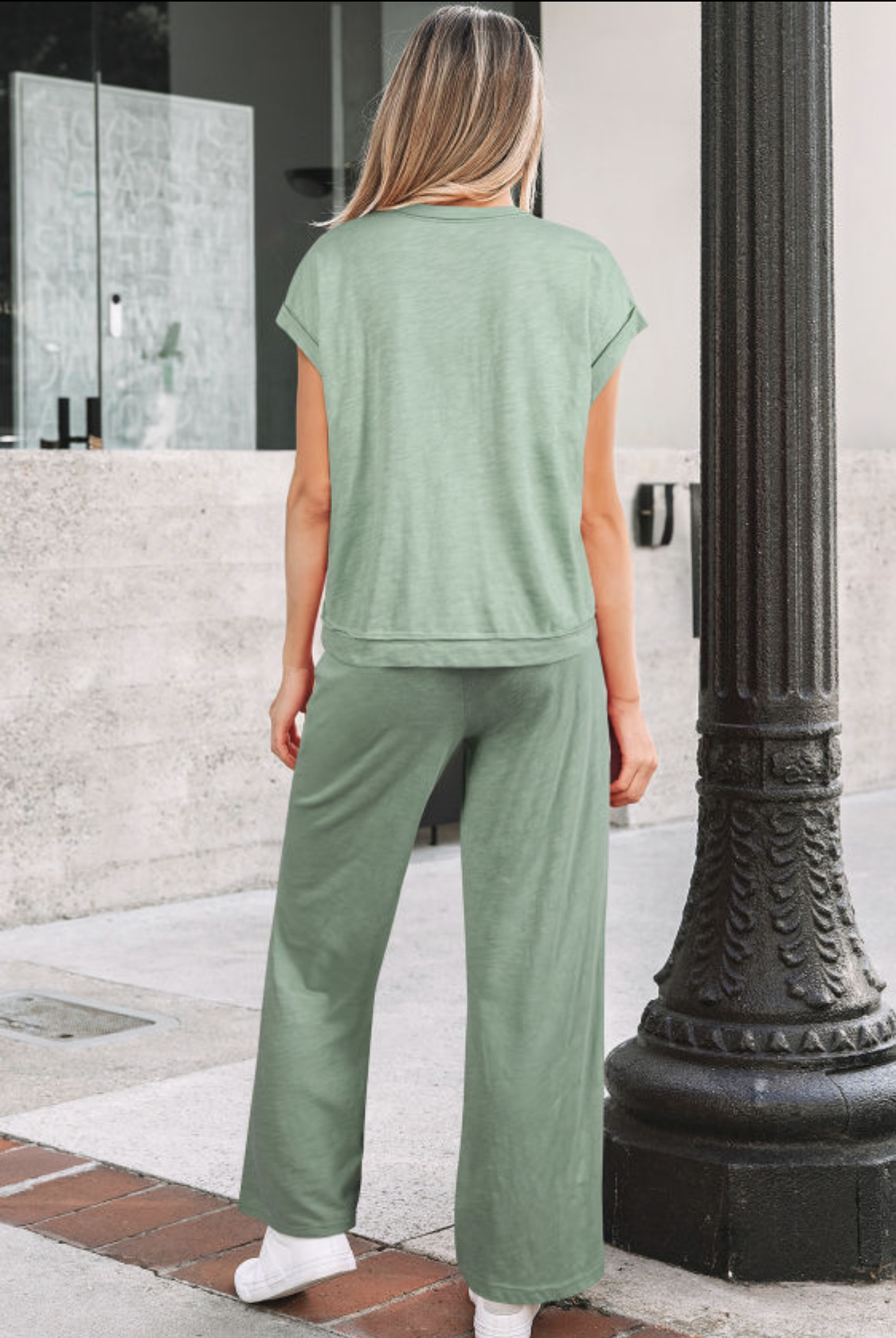 Sage S/S Tee Raw Pocket Drawstring Pants Set