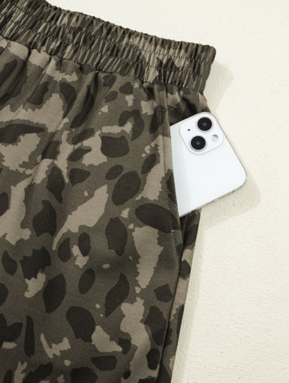 Leopard/Camo Print Short Set
