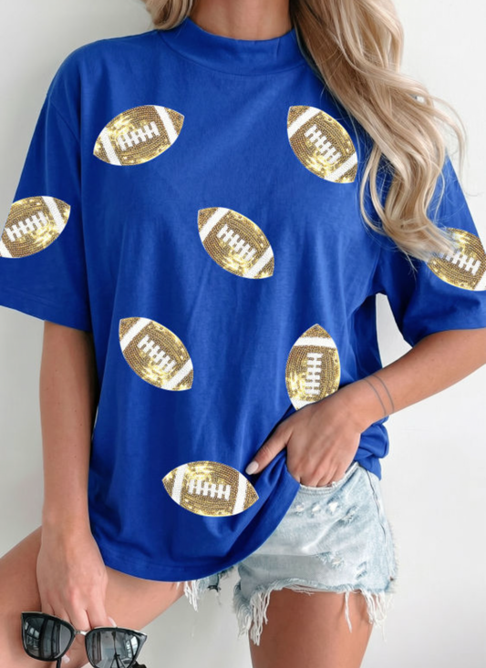 Blue Sequin Football Shirt