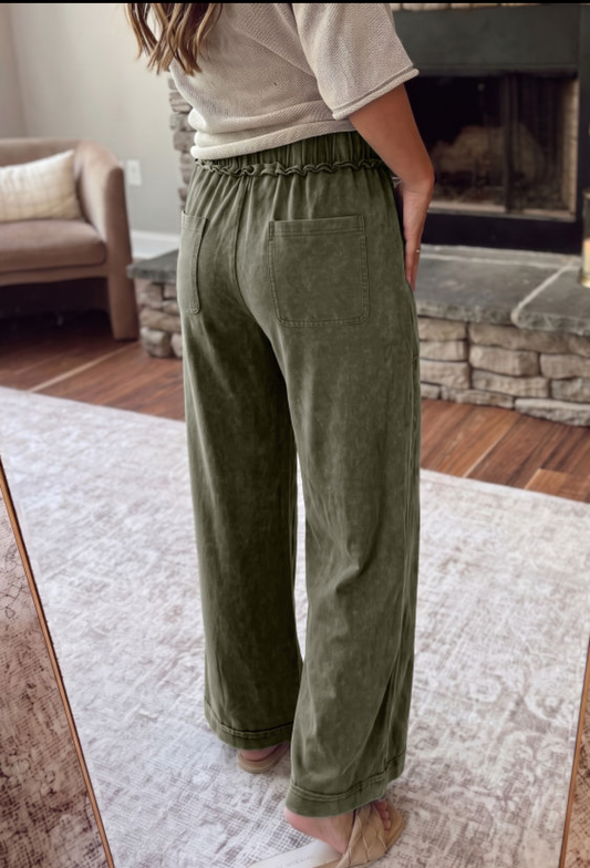 Olive Flare Leg Pants