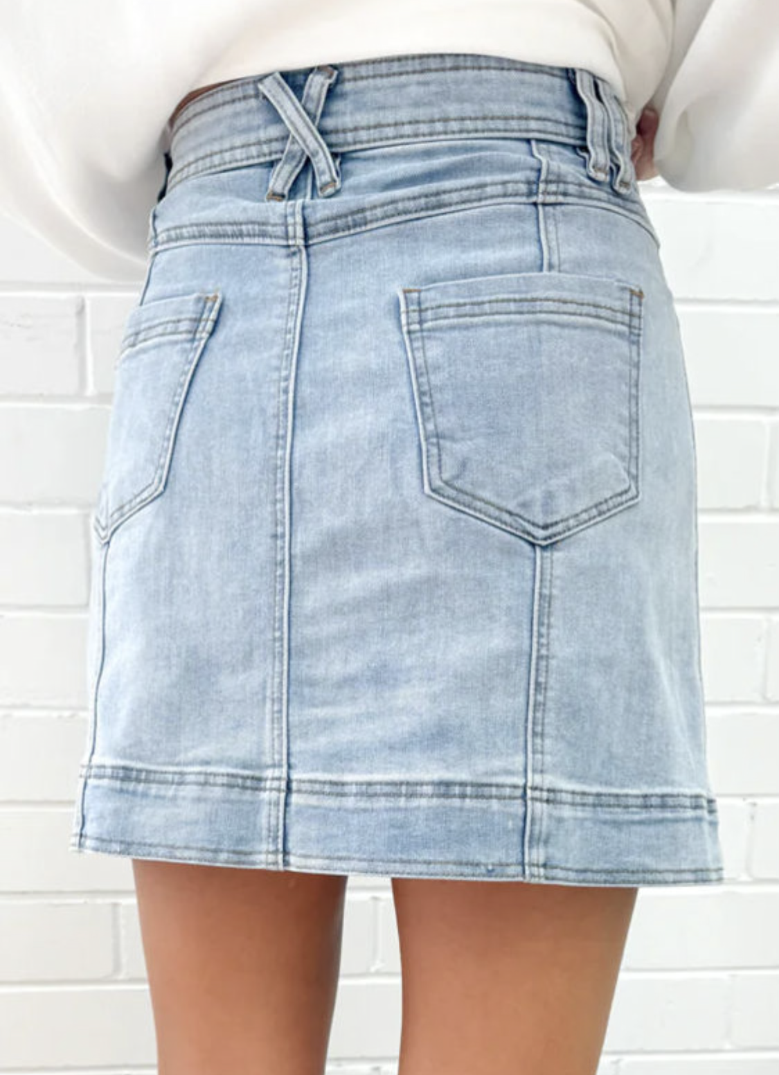 A-line Denim Mini Skirt with Pockets