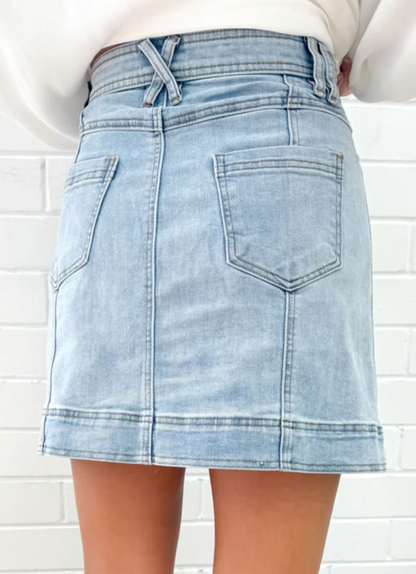 A-line Denim Mini Skirt with Pockets