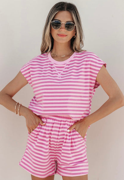 Pink Stripe Short Set