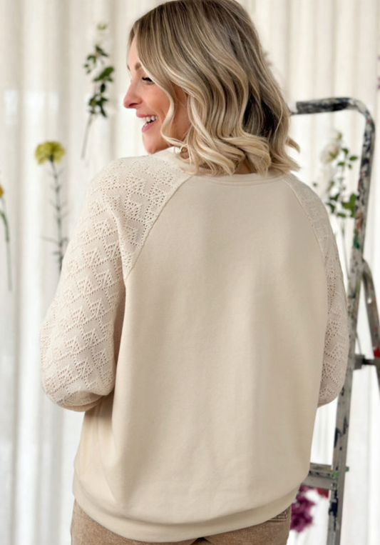 Beige Eyelet Sweatshirt