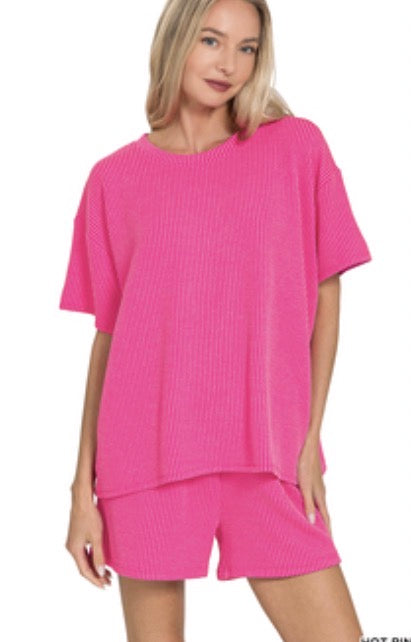Zenana Rib Short Set