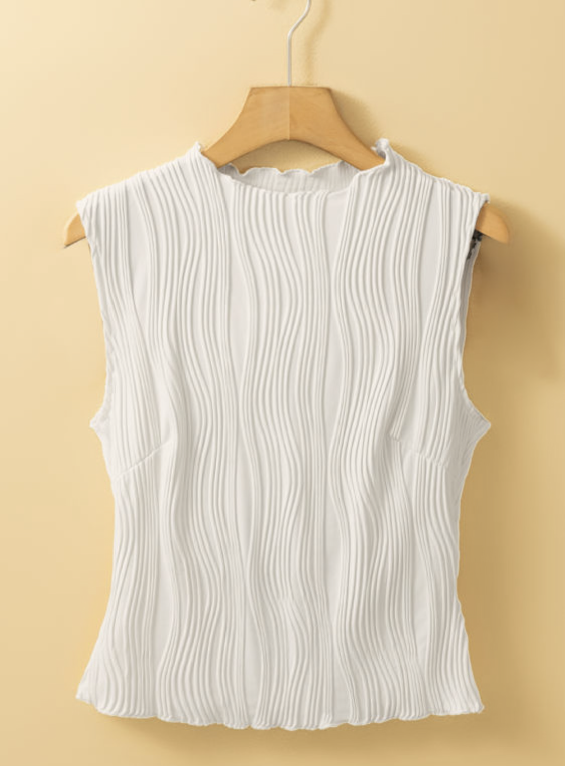 White Textured Round Neck T/T