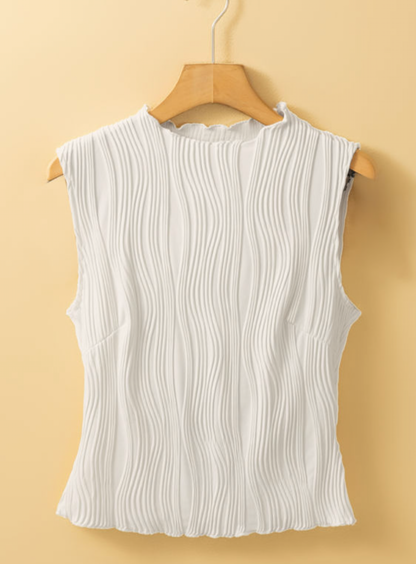 White Textured Round Neck T/T
