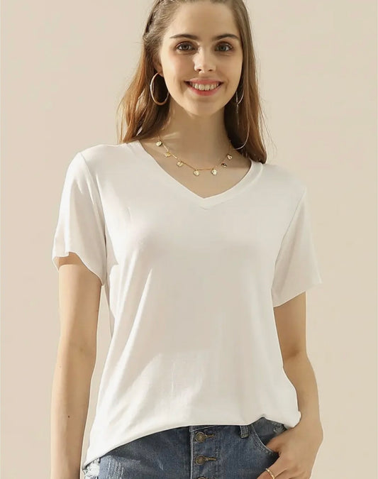 White VNeck T Shirt