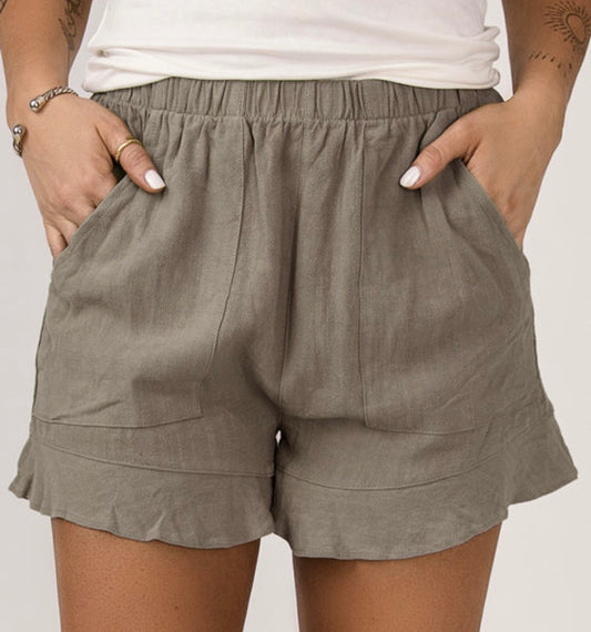 Khaki Ruffle Shorts