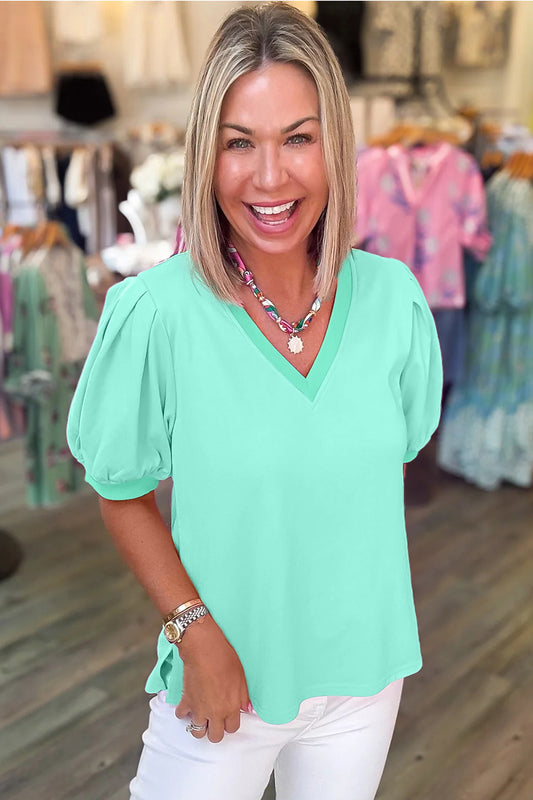 Short Sleeve Puff Blouse
